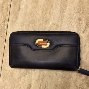 Bvlgari Vintage Leather Black Wallet with Gold Accent - Quiet Luxury